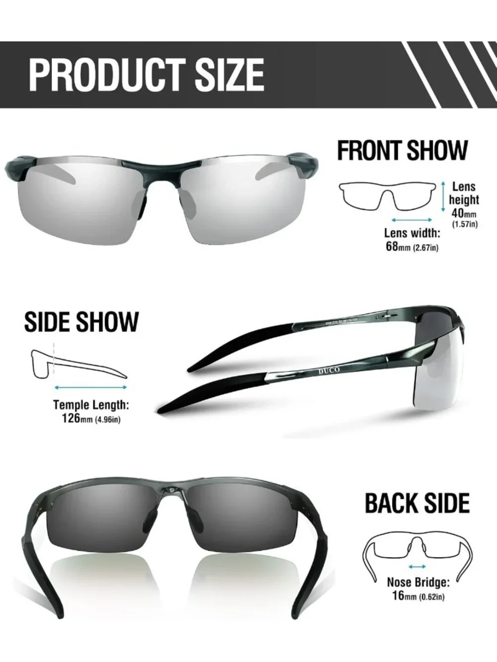 Lightweight Polarized Sunglasses for Men | UV Protection, Anti-Slip, Wrap-Around